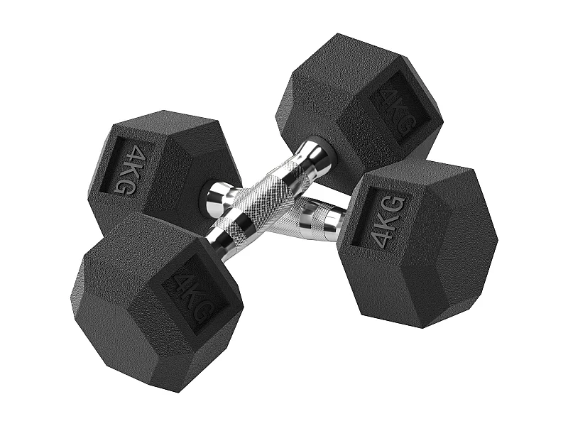 Lot de 2 haltères courtes hexagonales - ensemble d'haltères courtes - total 8 Kg - métal caoutchouc noir