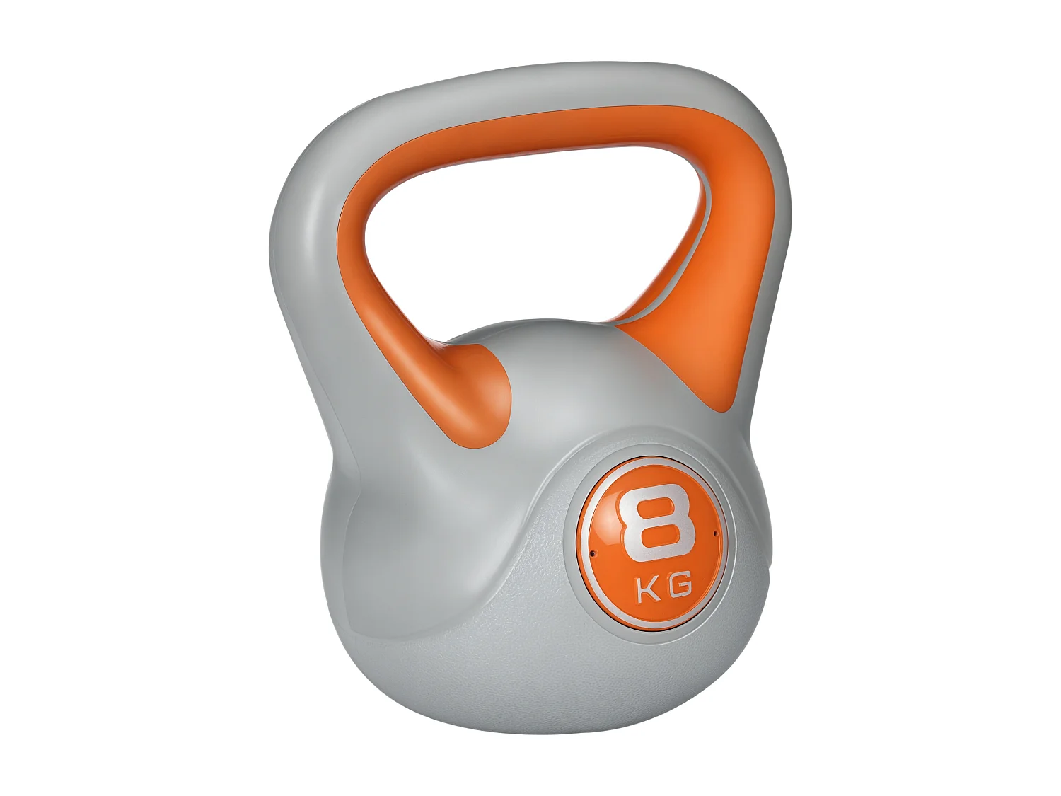 Kettlebell 8 Kg - haltère boule - poignée ergonomique - PU gris orange
