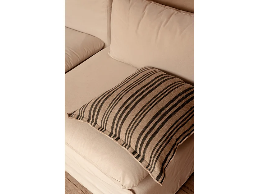 La Housse de Coussin Nordic Stripe - Noir Naturel - 50x50