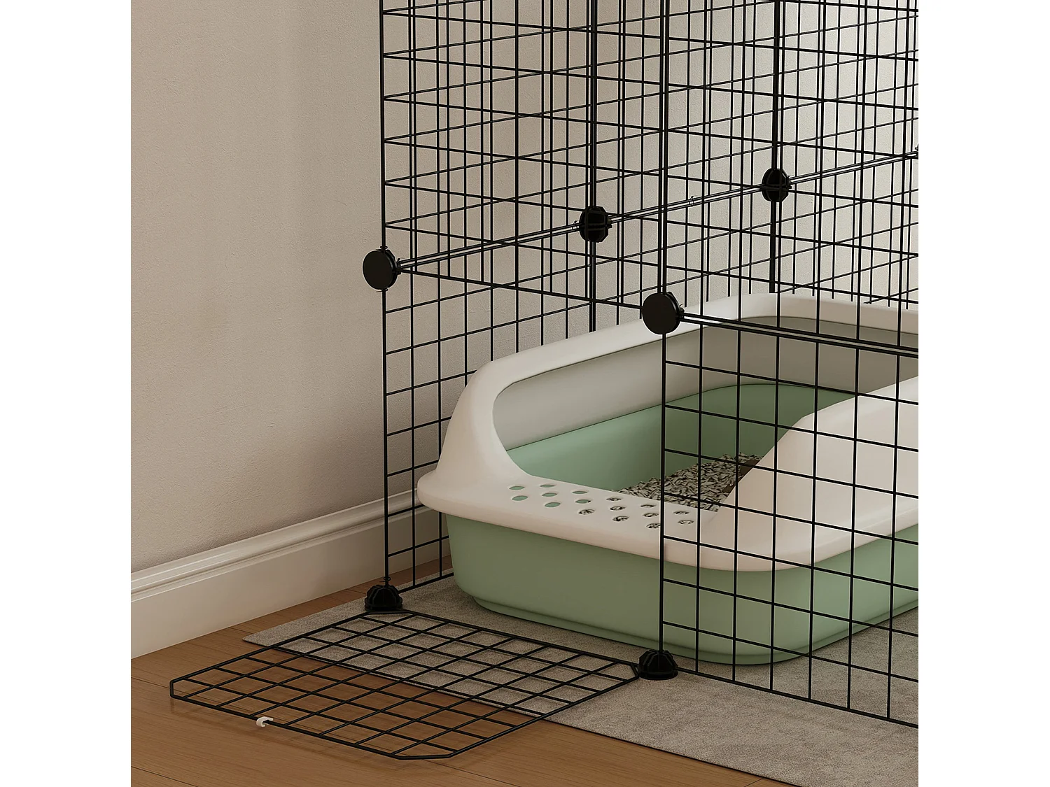 Cage chat intérieur - parc chat DIY - 4 niv. 5 portes hamac plateformes rampes - acier noir