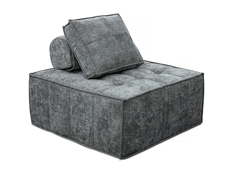 Poltrona Velluto Grigia in Tessuto Texture - Confortevole ed Ecologica - 96 x 100 x 89 cm