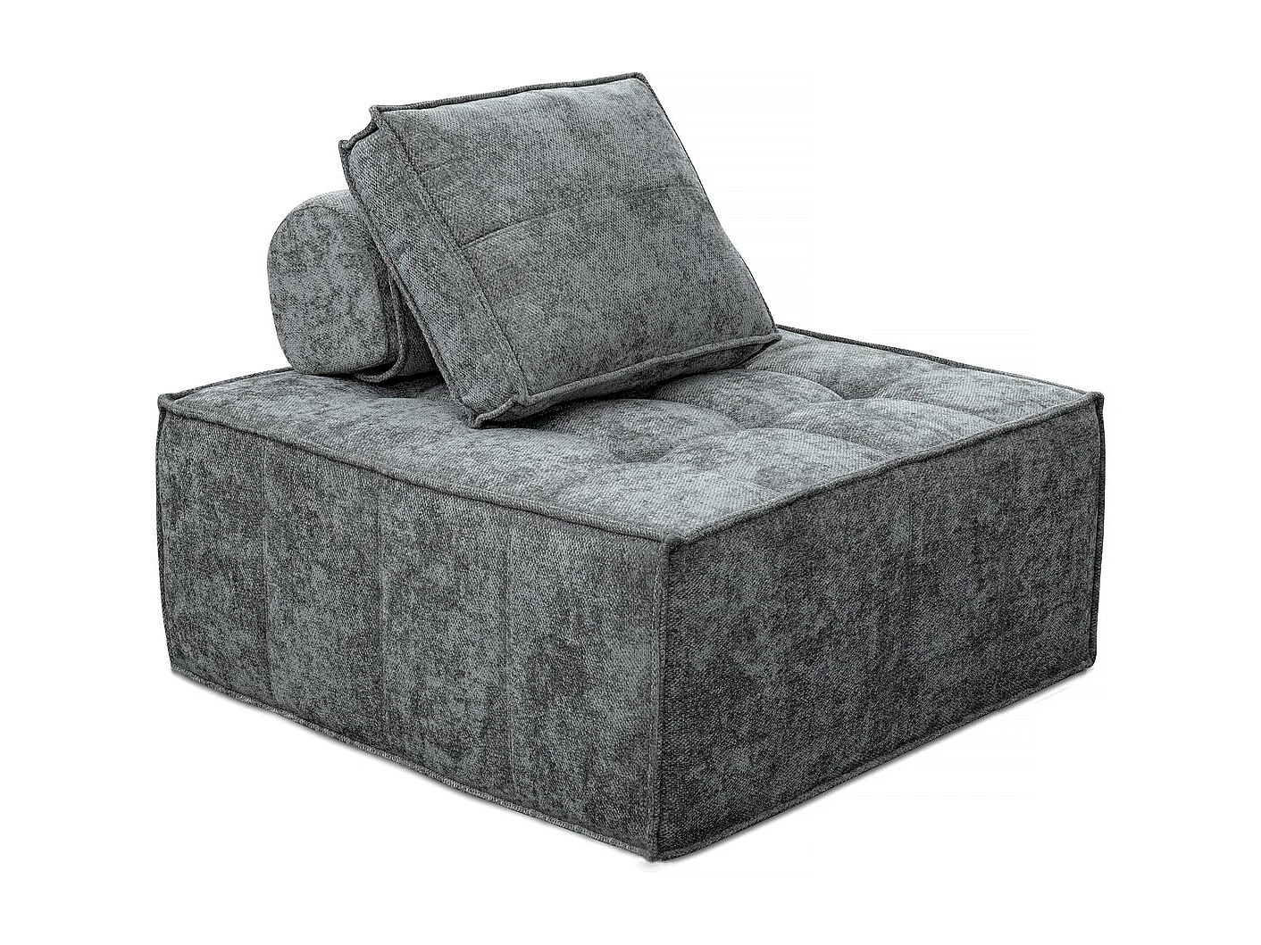 Chauffeuse en tissu texturé "Velluto" - 96 x 100 x 89 cm - Gris