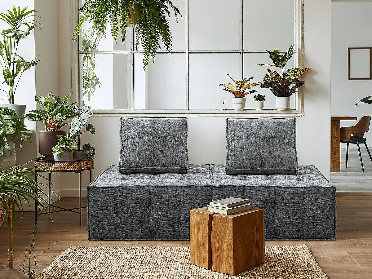 Chauffeuse en tissu texturé "Velluto" - 96 x 100 x 89 cm - Gris