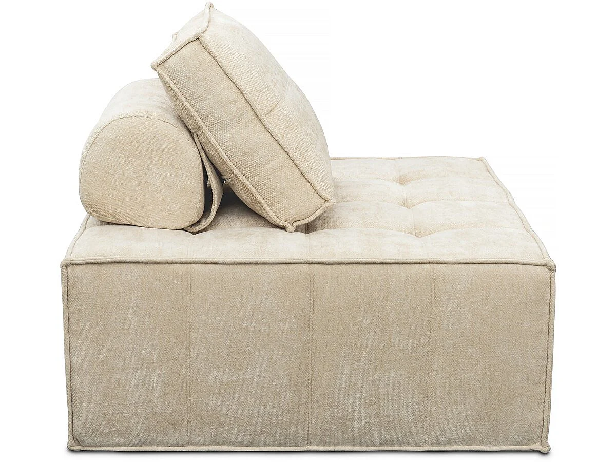 Chauffeuse en tissu texturé "Velluto" - 96 x 100 x 89 cm - Beige