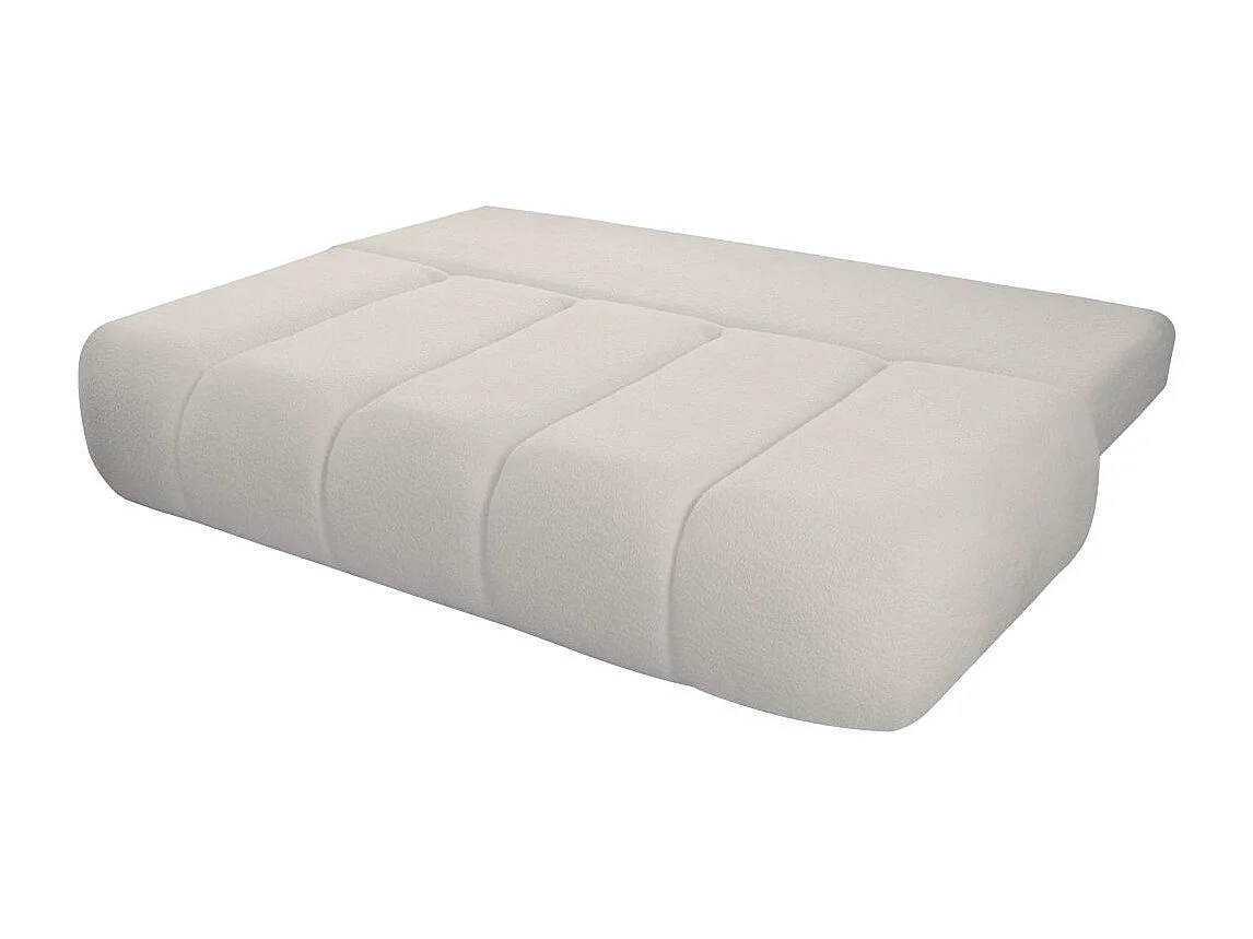 Canapé convertible droit 3 places MERRY en tissu bouclette - blanc cassé