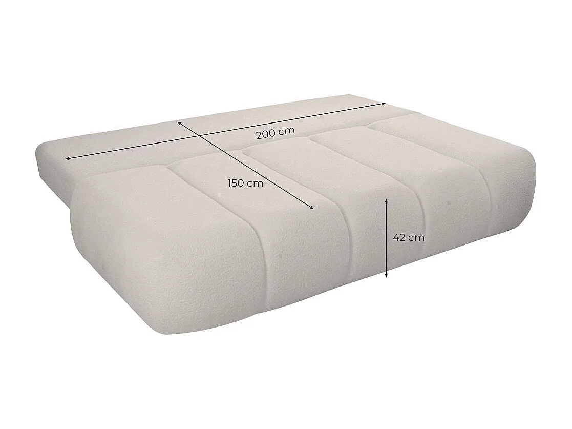 Canapé convertible droit 3 places MERRY en tissu bouclette - blanc cassé