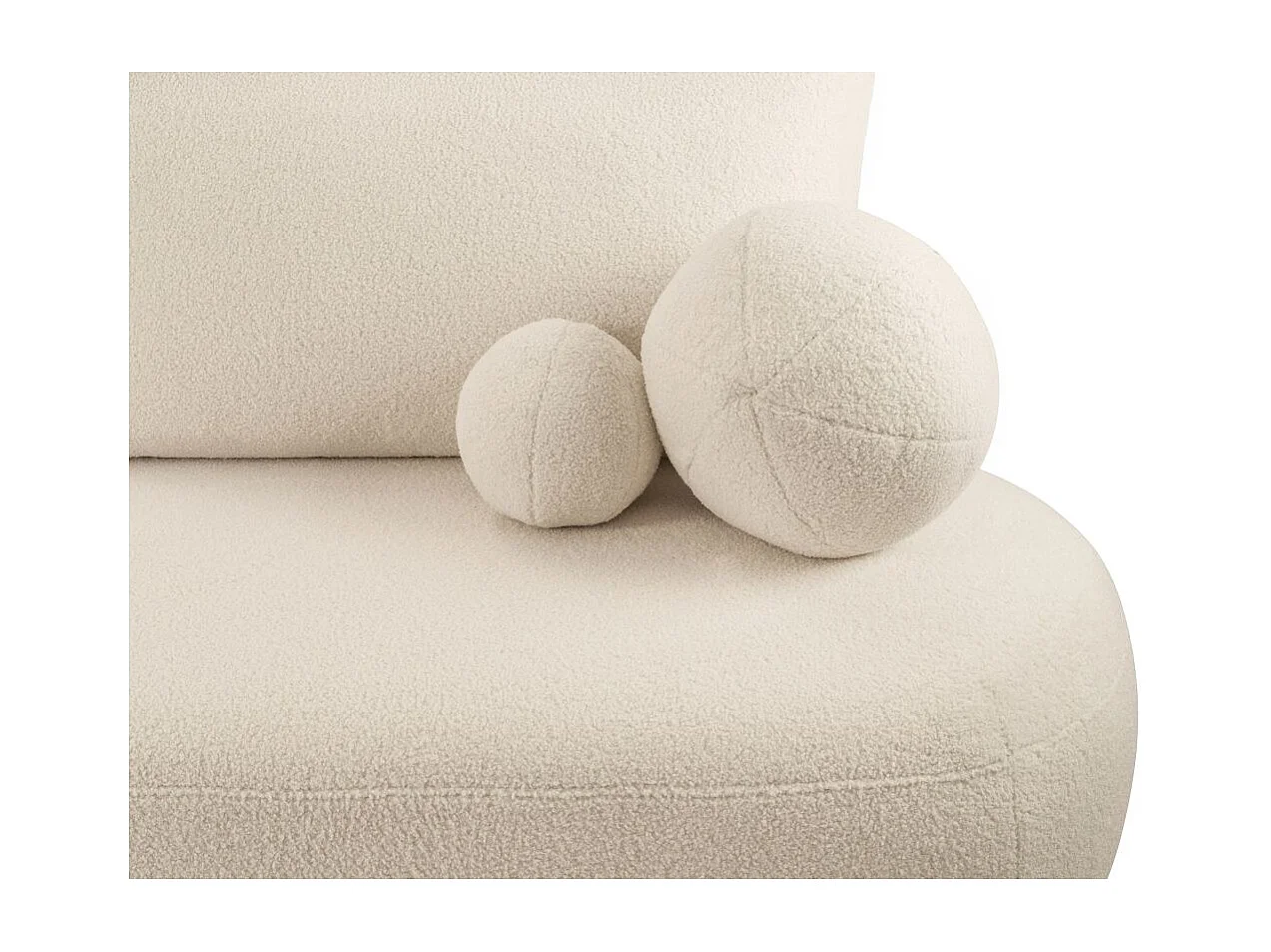 Canapé convertible droit 4 places FABIO en tissu bouclette - blanc cassé