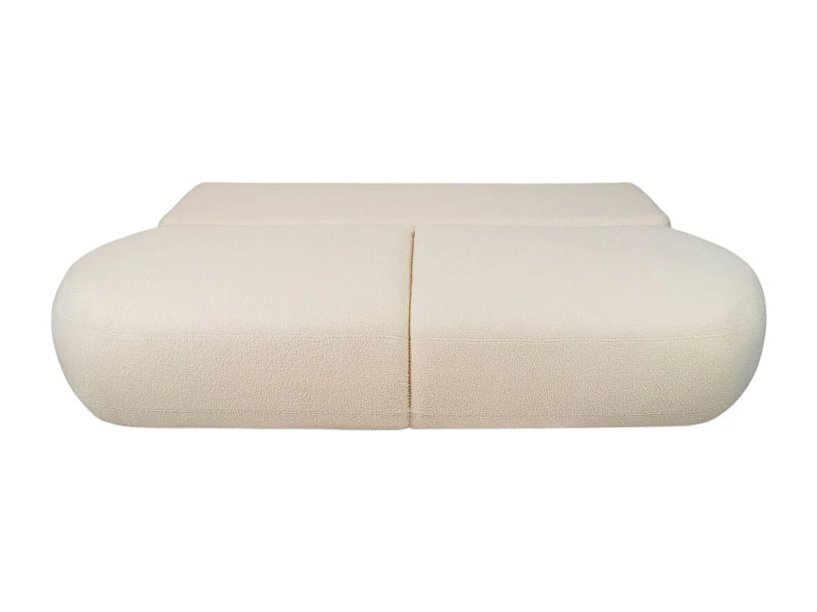 Canapé convertible droit 4 places FABIO en tissu bouclette - blanc cassé