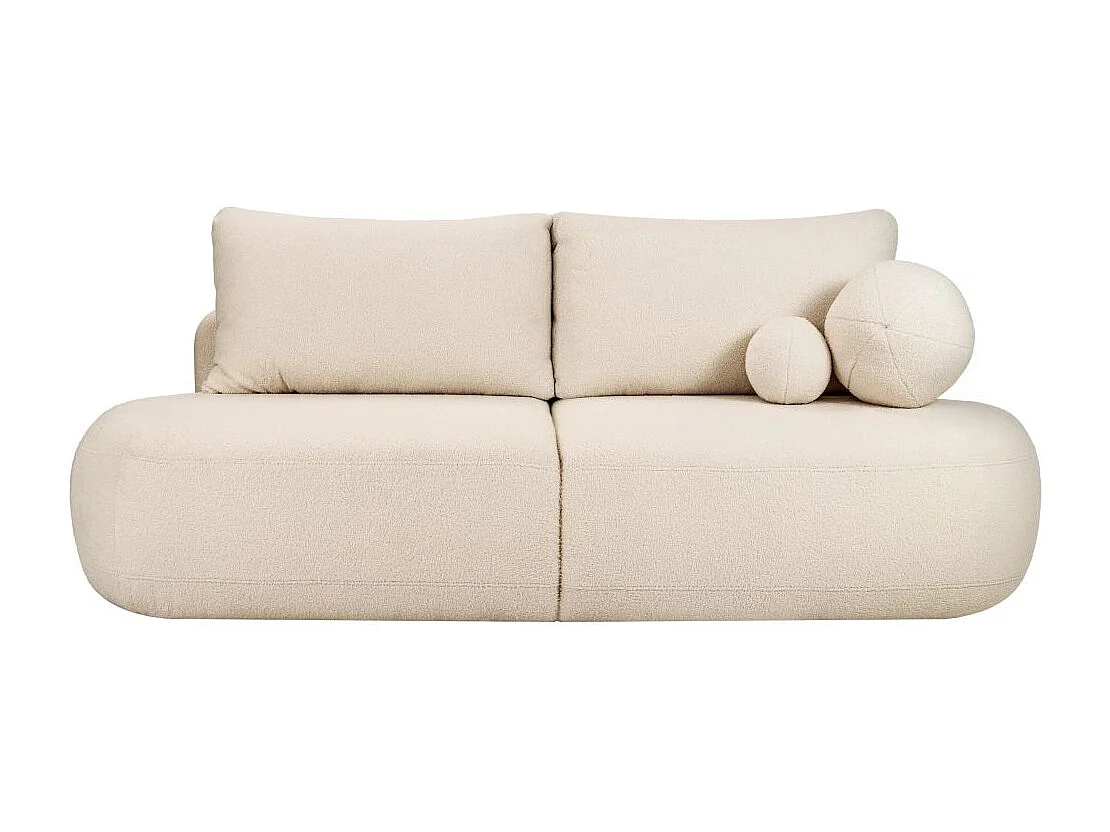 Canapé convertible droit 4 places FABIO en tissu bouclette - blanc cassé