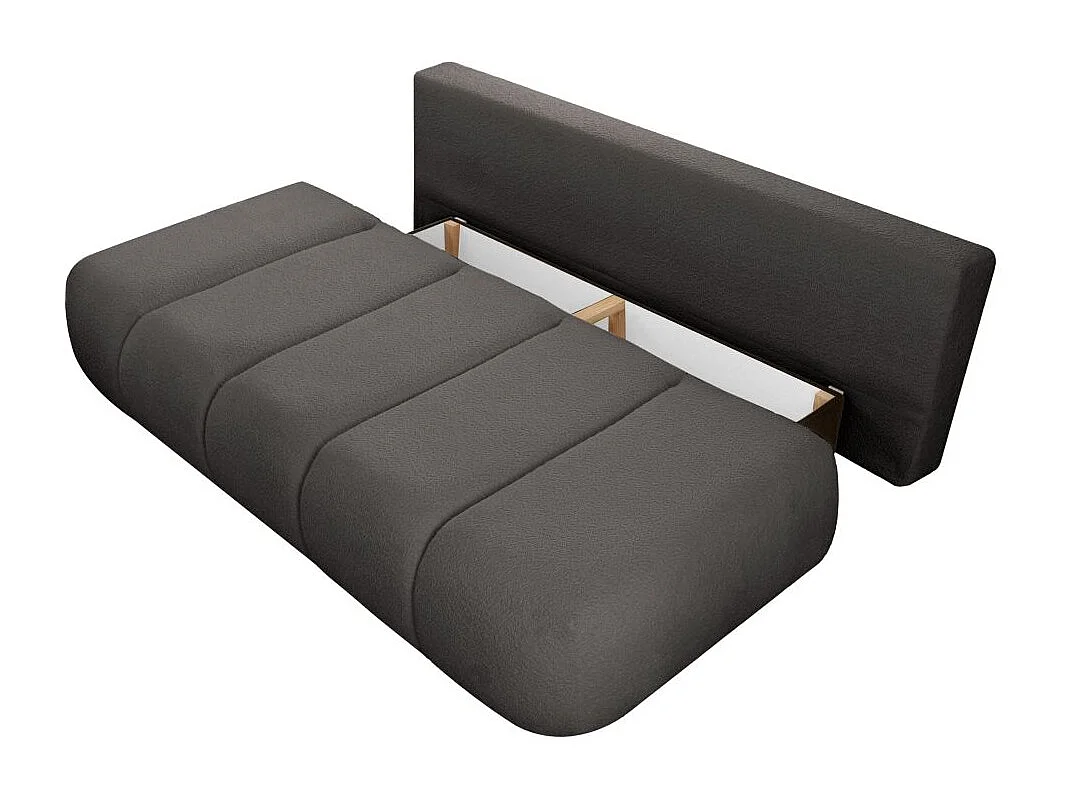 Canapé convertible droit 3 places MERRY en tissu bouclette - Gris anthracite