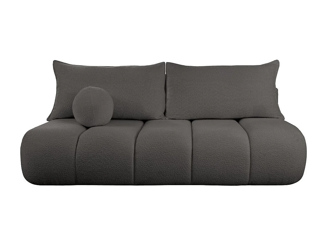 Canapé convertible droit 3 places MERRY en tissu bouclette - Gris anthracite