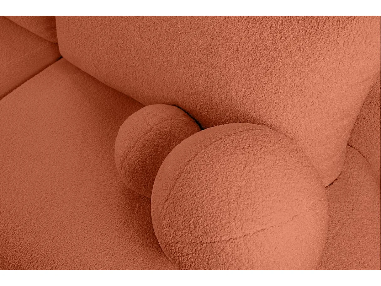 Canapé convertible droit 4 places FABIO en tissu bouclette - terracotta