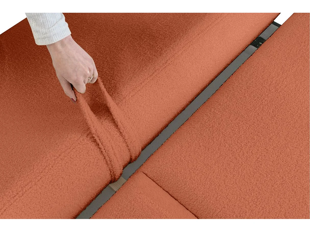 Canapé convertible droit 4 places FABIO en tissu bouclette - terracotta