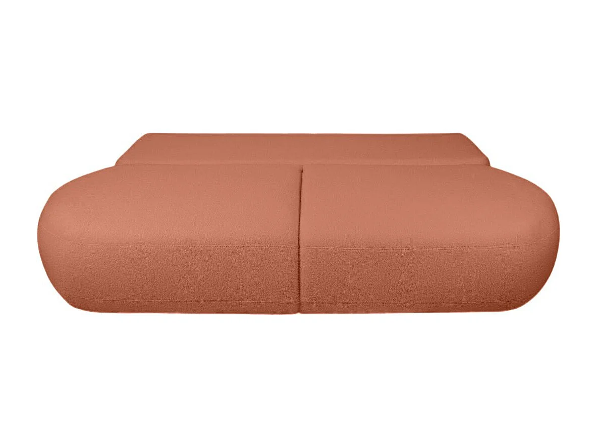 Canapé convertible droit 4 places FABIO en tissu bouclette - terracotta