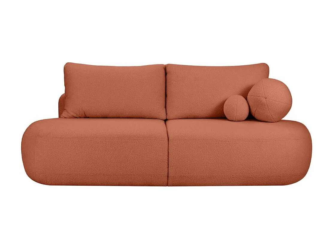 Canapé convertible droit 4 places FABIO en tissu bouclette - terracotta