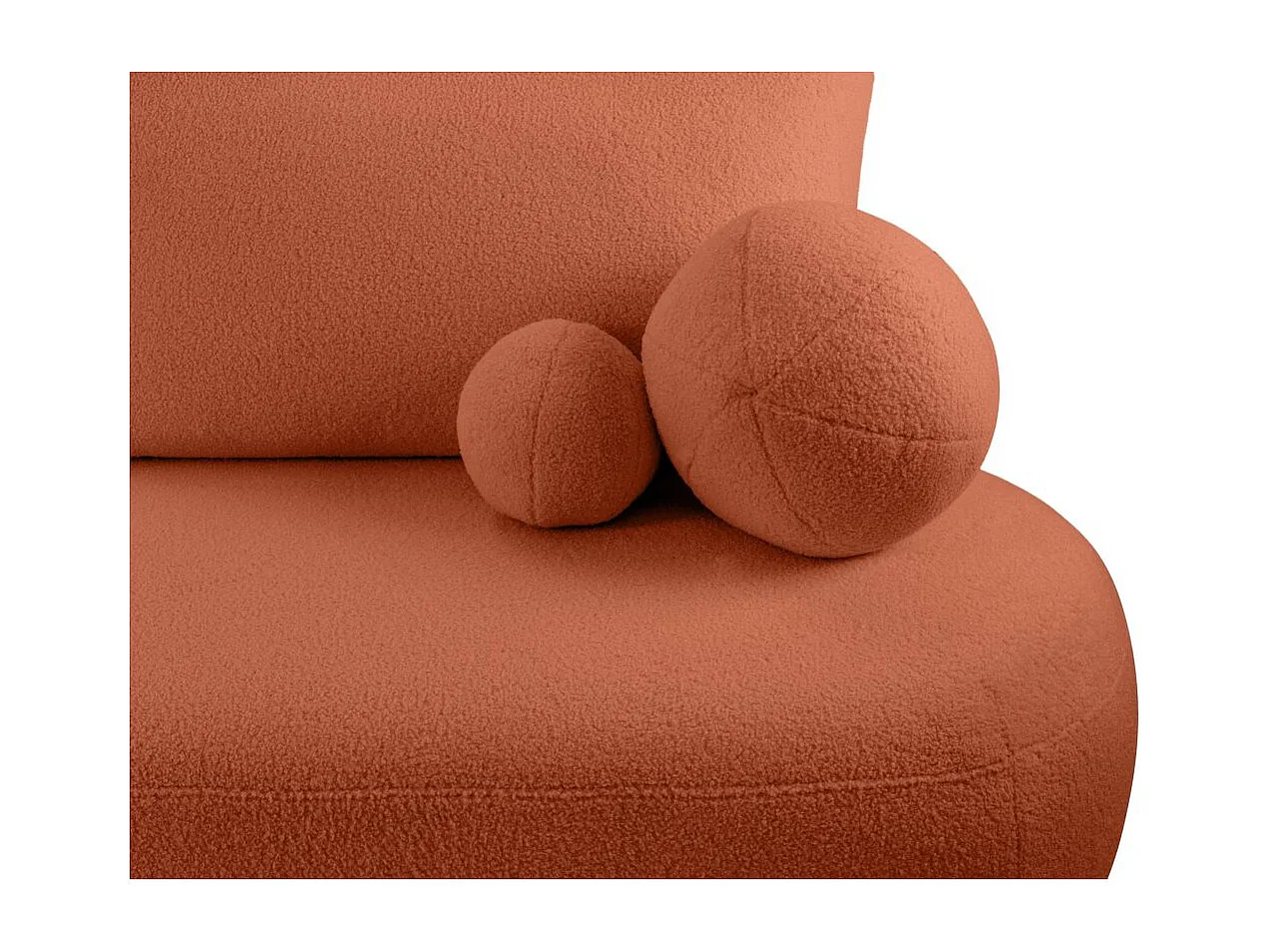 Canapé convertible droit 4 places FABIO en tissu bouclette - terracotta