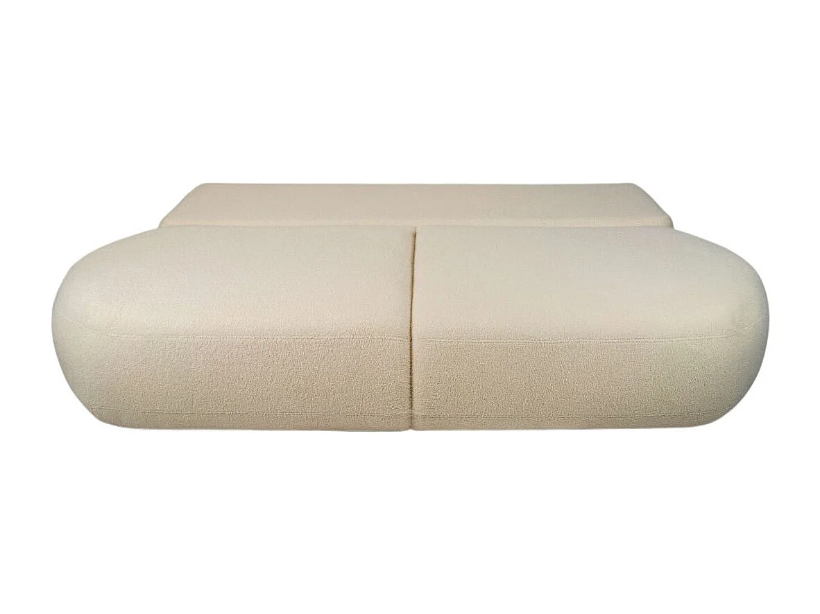 Canapé convertible droit 4 places FABIO en tissu bouclette - beige
