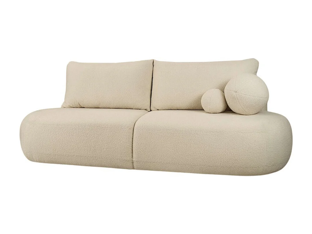 Canapé convertible droit 4 places FABIO en tissu bouclette - beige