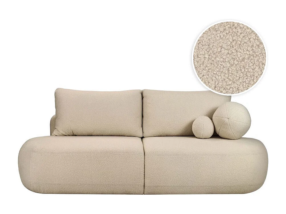 Canapé convertible droit 4 places FABIO en tissu bouclette - beige