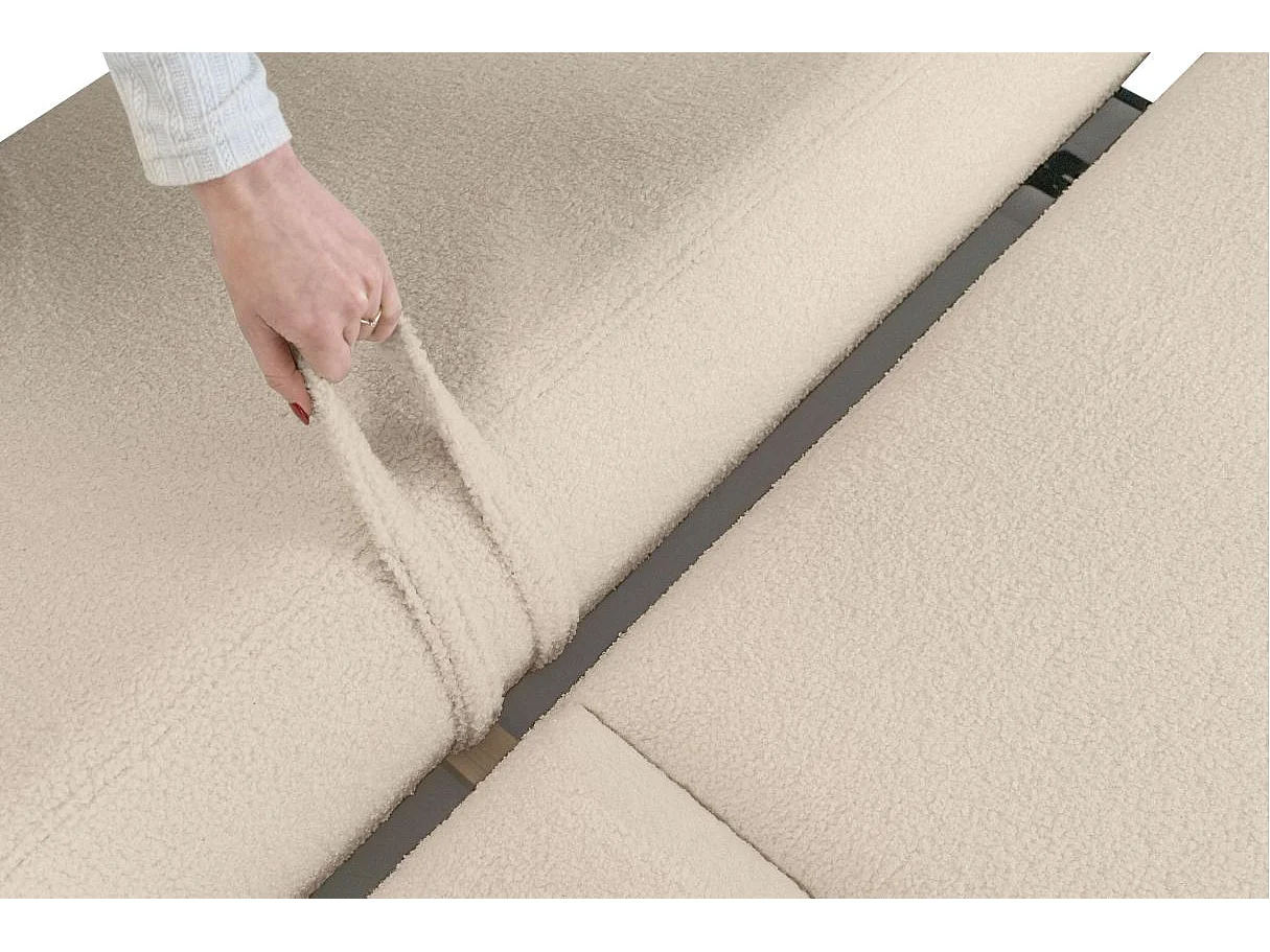 Canapé convertible droit 4 places FABIO en tissu bouclette - beige