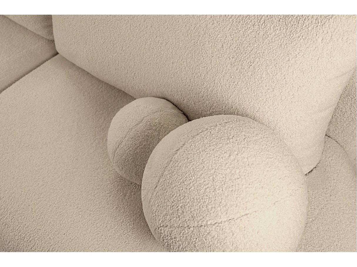 Canapé convertible droit 4 places FABIO en tissu bouclette - beige