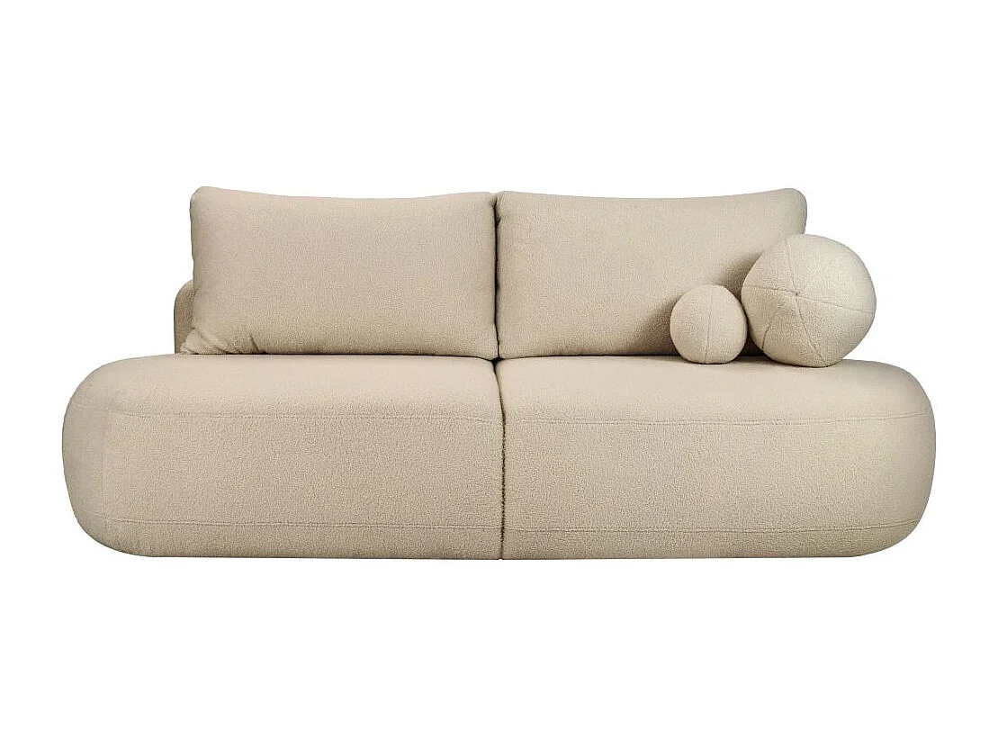 Canapé convertible droit 4 places FABIO en tissu bouclette - beige