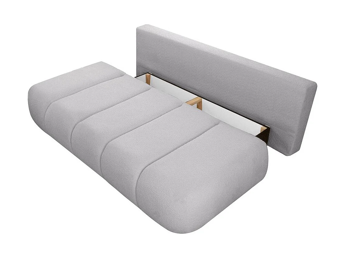 Canapé convertible droit 3 places MERRY en tissu bouclette - gris clair