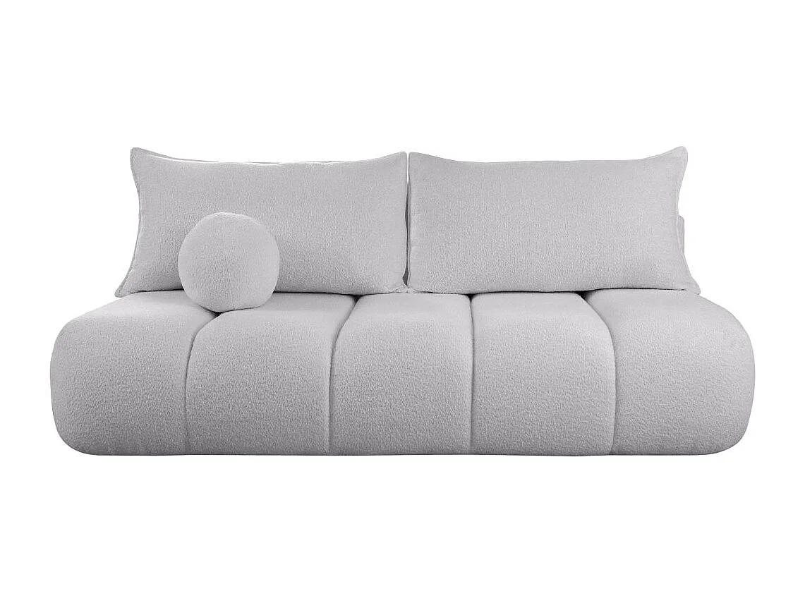 Canapé convertible droit 3 places MERRY en tissu bouclette - gris clair