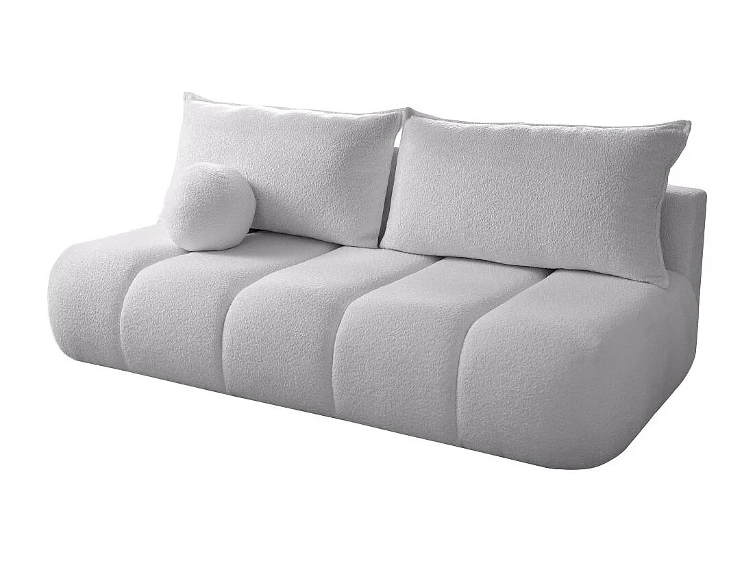 Canapé convertible droit 3 places MERRY en tissu bouclette - gris clair