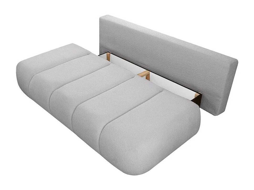 Canapé convertible droit 3 places MERRY en tissu bouclette - gris clair