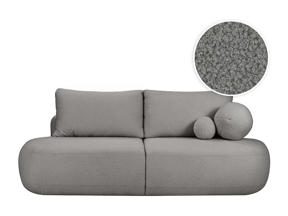 Canapé convertible droit 4 places FABIO en tissu bouclette - Gris anthracite