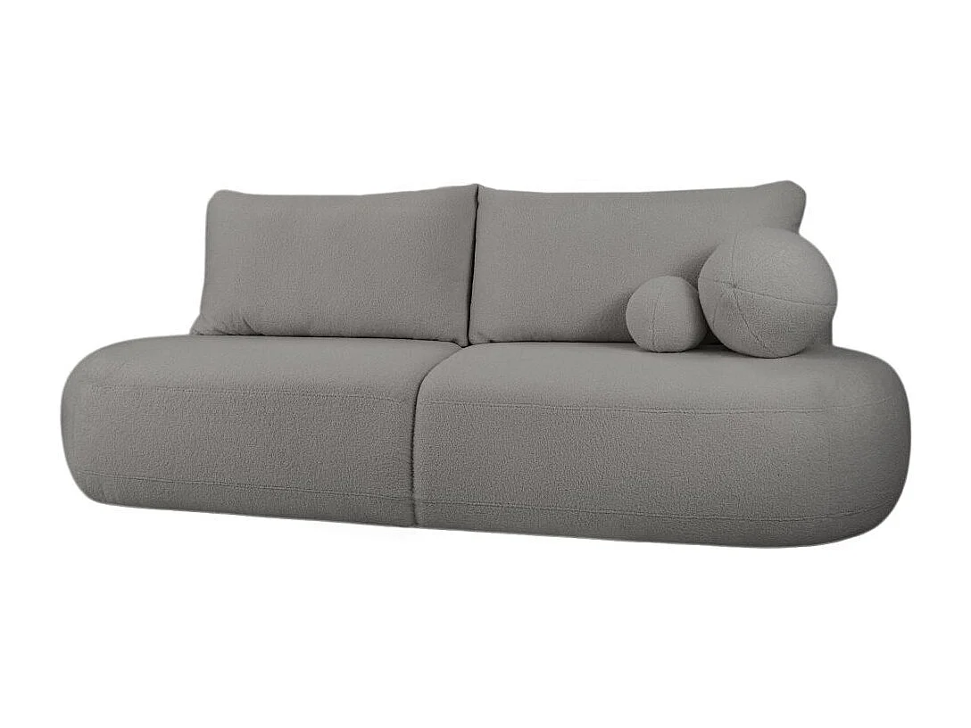 Canapé convertible droit 4 places FABIO en tissu bouclette - Gris anthracite