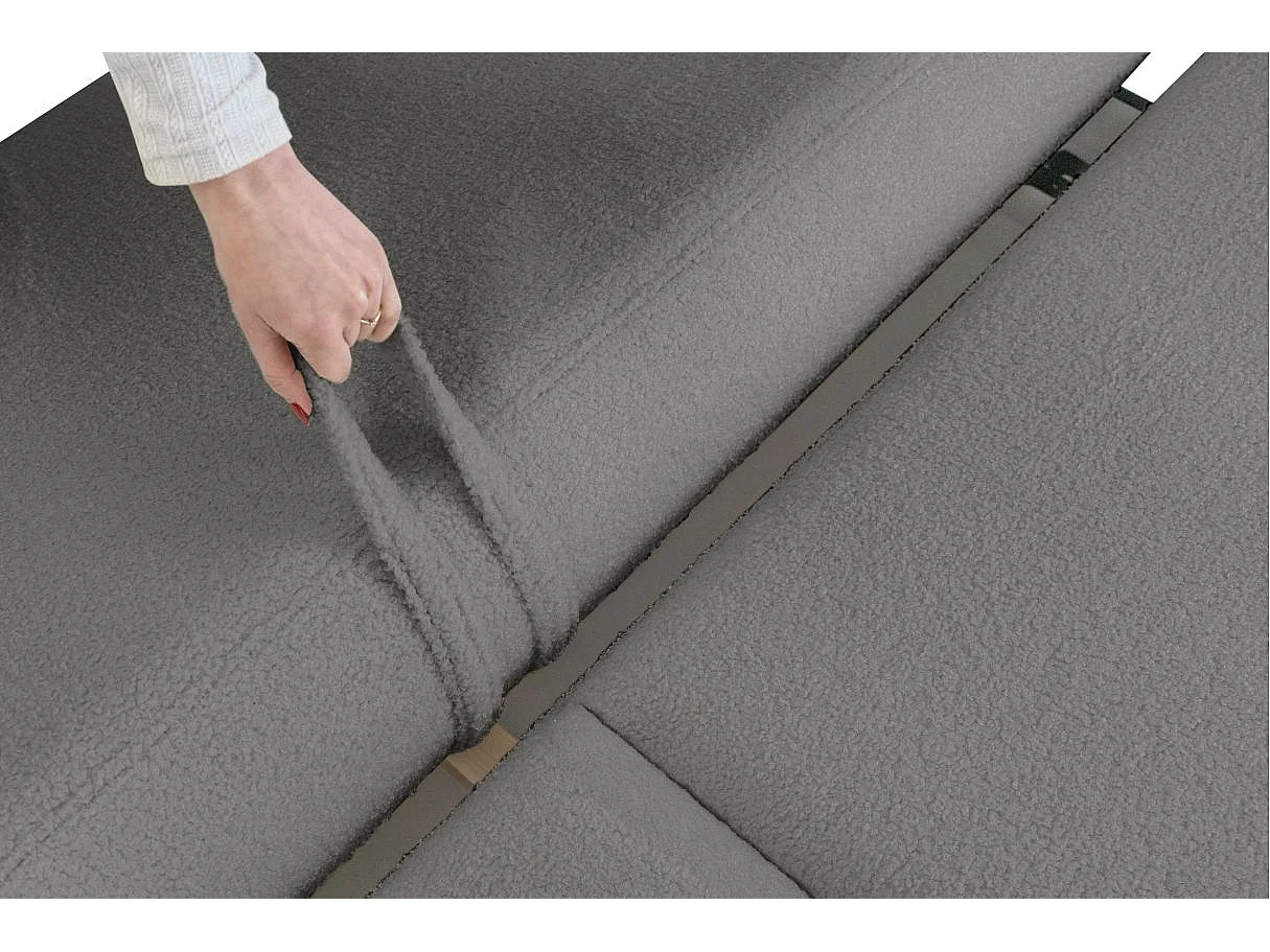 Canapé convertible droit 4 places FABIO en tissu bouclette - Gris anthracite