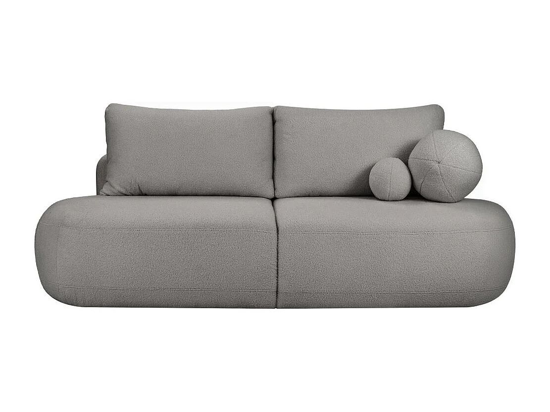 Canapé convertible droit 4 places FABIO en tissu bouclette - Gris anthracite