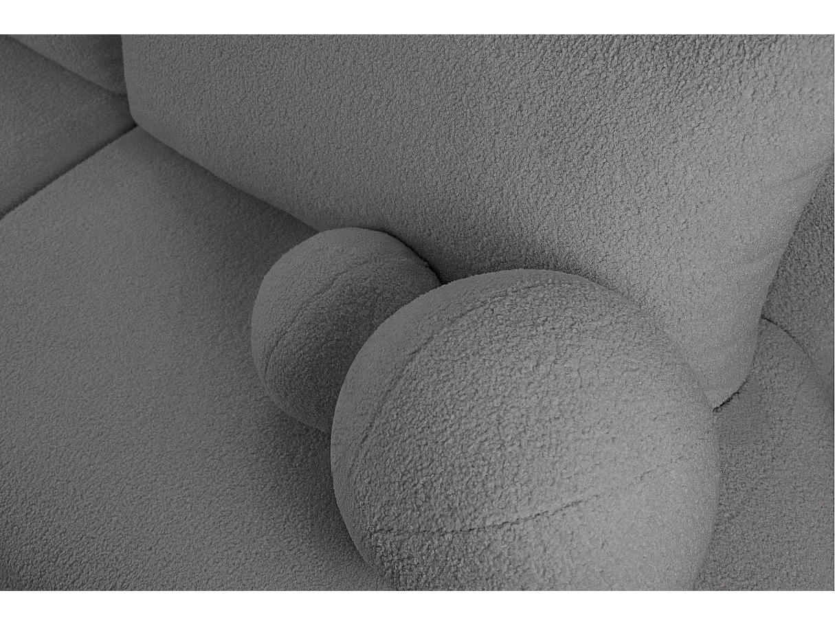 Canapé convertible droit 4 places FABIO en tissu bouclette - Gris anthracite