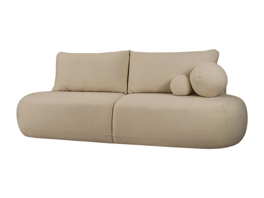 Canapé convertible droit 4 places FABIO en tissu bouclette - taupe