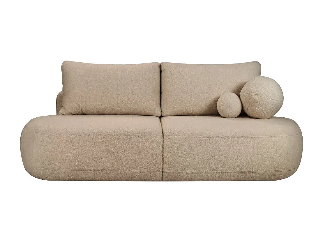 Canapé convertible droit 4 places FABIO en tissu bouclette - taupe