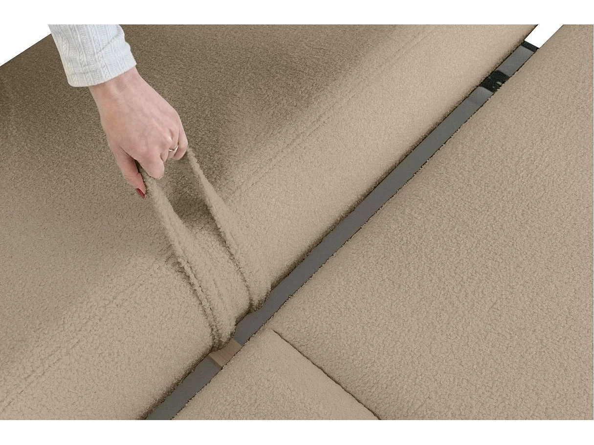 Canapé convertible droit 4 places FABIO en tissu bouclette - taupe