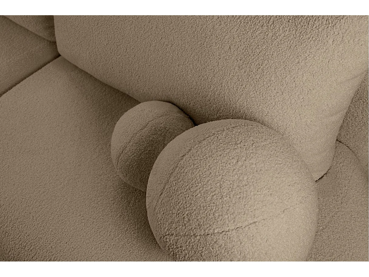 Canapé convertible droit 4 places FABIO en tissu bouclette - taupe