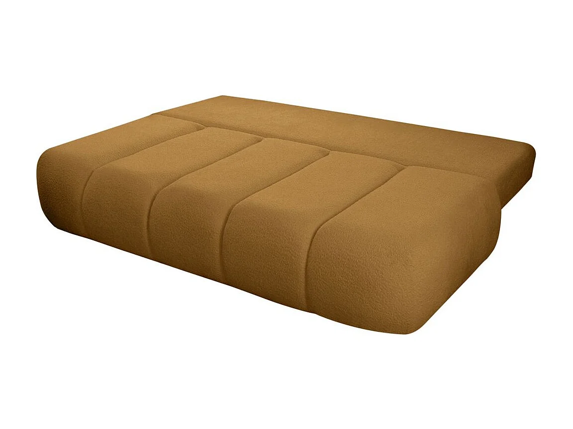 Canapé convertible droit 3 places MERRY en tissu bouclette - jaune moutarde