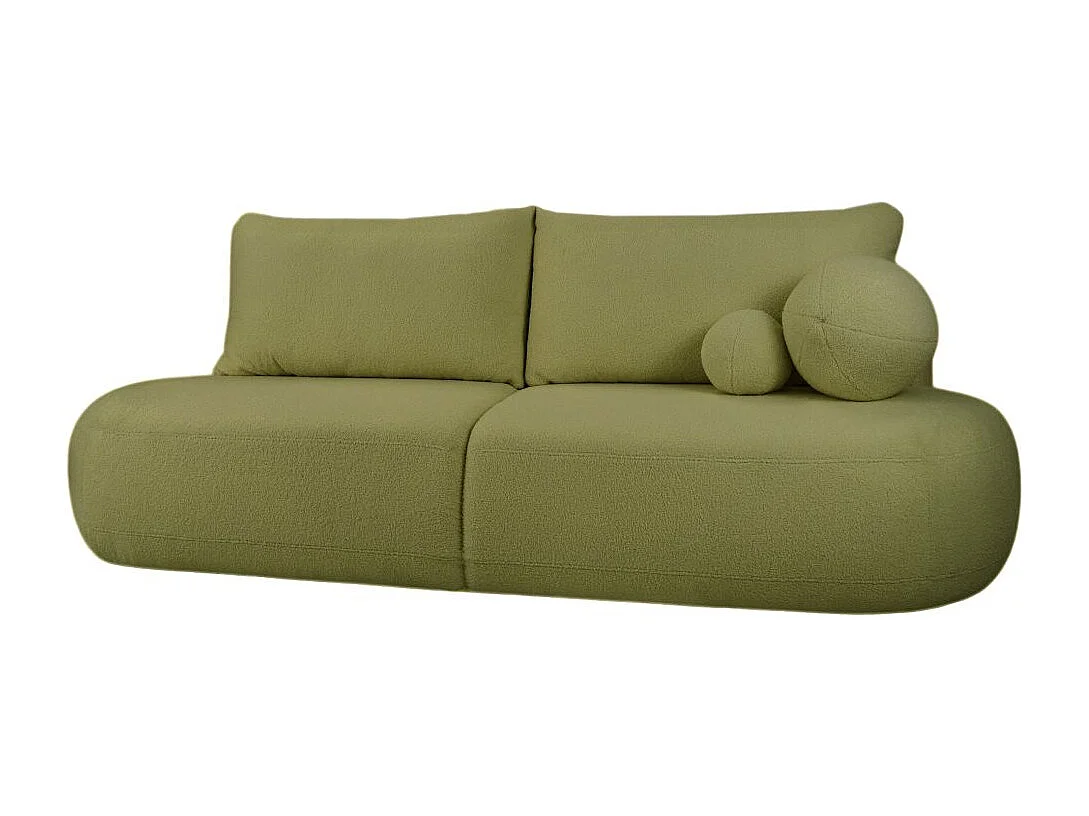 Canapé convertible droit 4 places FABIO en tissu bouclette - vert kaki