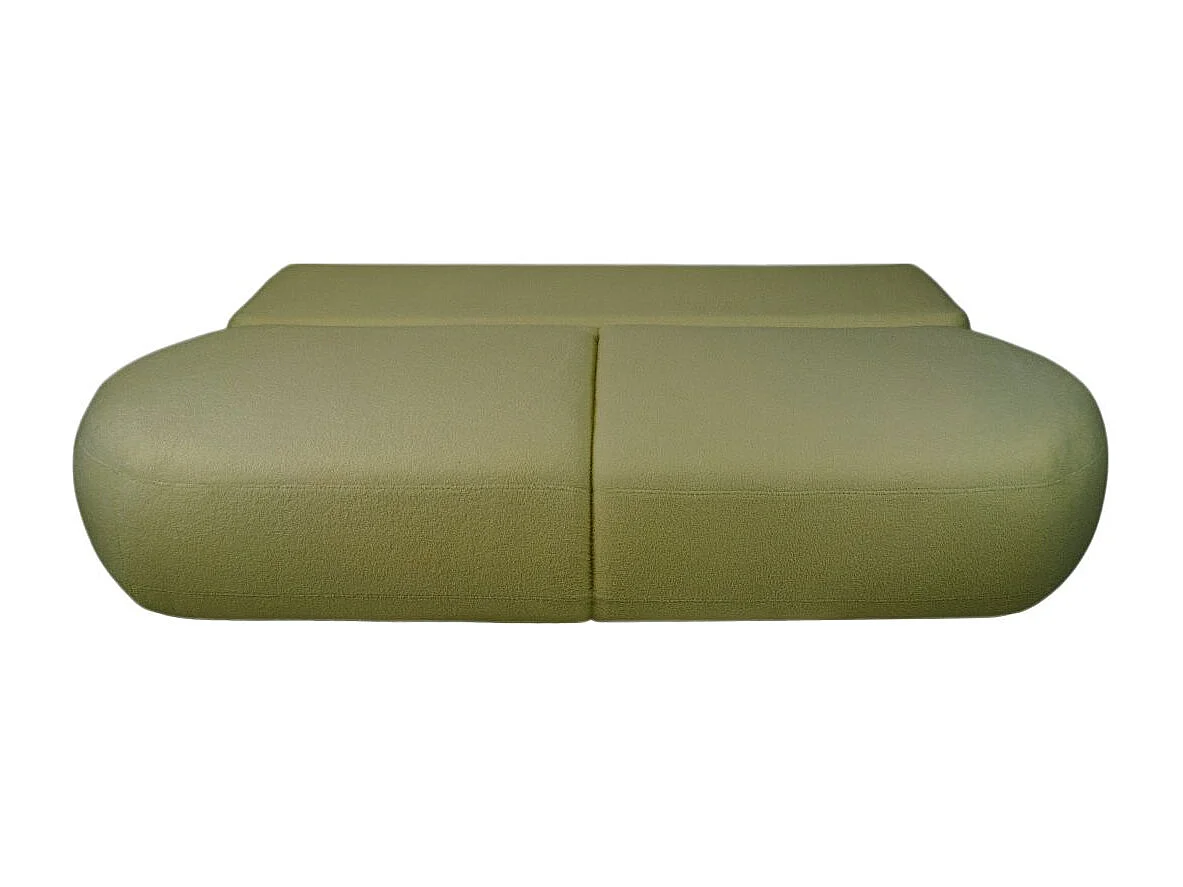 Canapé convertible droit 4 places FABIO en tissu bouclette - vert kaki