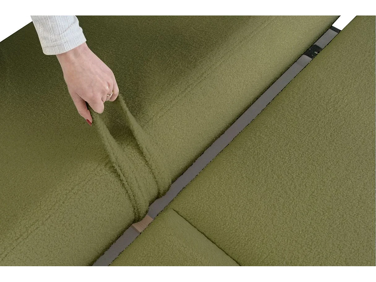 Canapé convertible droit 4 places FABIO en tissu bouclette - vert kaki