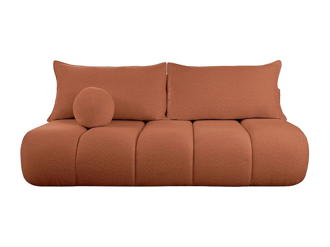Canapé convertible droit 3 places MERRY en tissu bouclette - terracotta