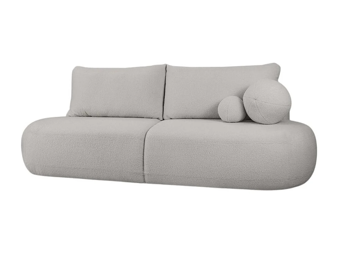 Canapé convertible droit 4 places FABIO en tissu bouclette - gris clair