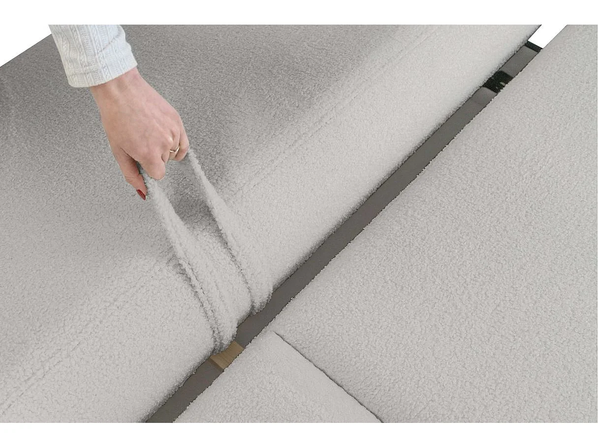 Canapé convertible droit 4 places FABIO en tissu bouclette - gris clair