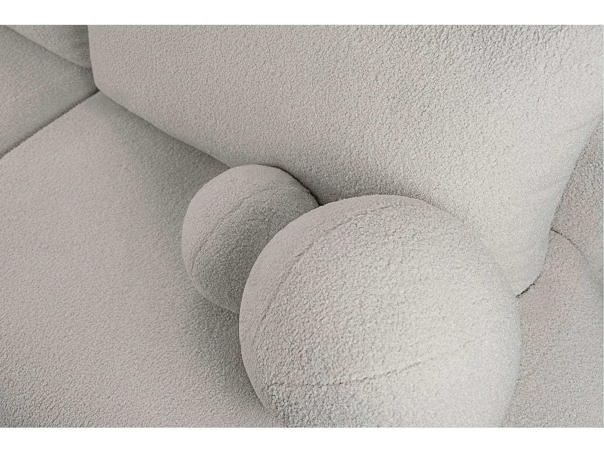 Canapé convertible droit 4 places FABIO en tissu bouclette - gris clair