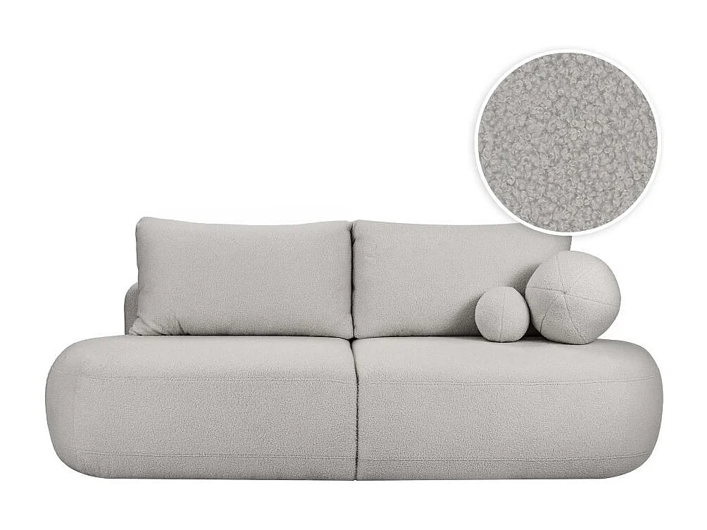 Canapé convertible droit 4 places FABIO en tissu bouclette - gris clair