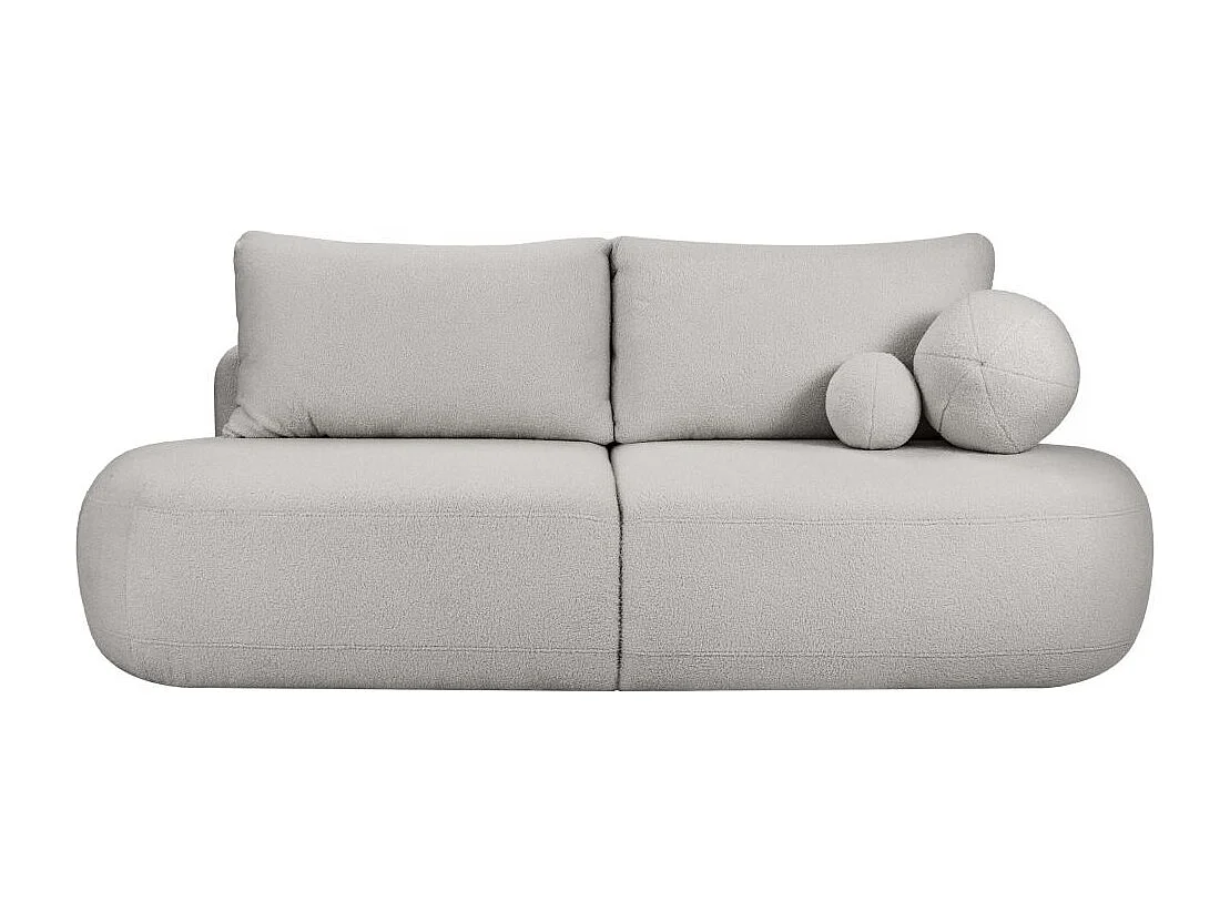 Canapé convertible droit 4 places FABIO en tissu bouclette - gris clair