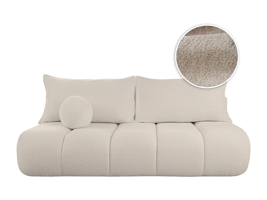 Canapé convertible droit 3 places MERRY en tissu bouclette - beige